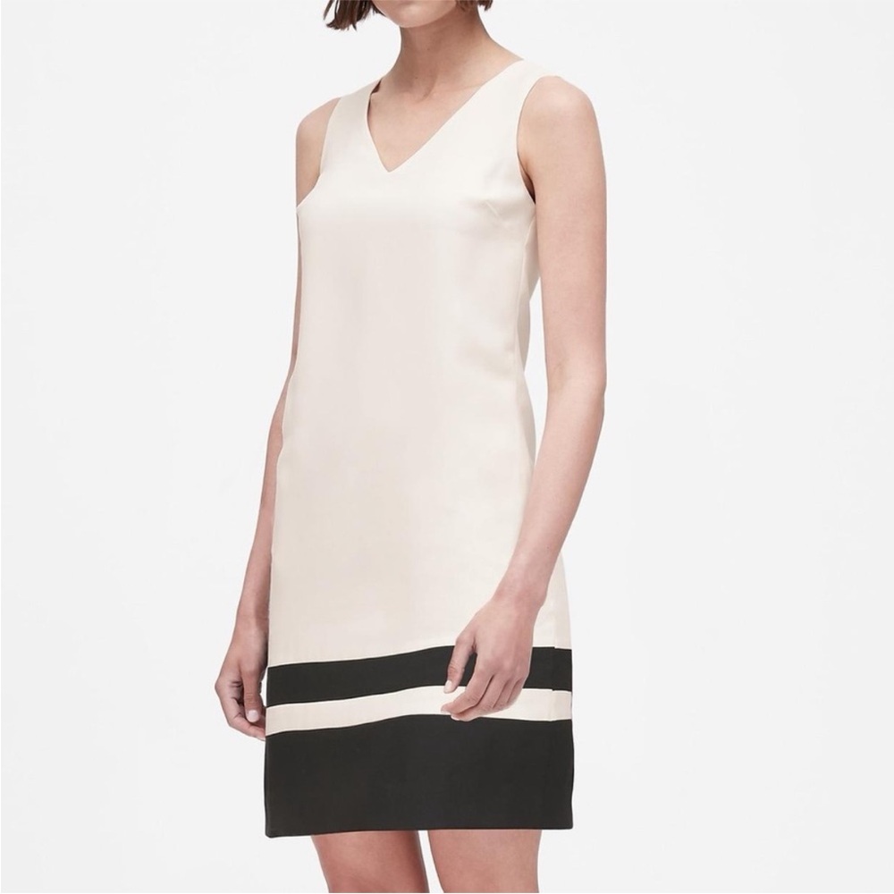 Banana Republic Black & Cream Color Block Mini Dress Sz P0 — Old Money Style